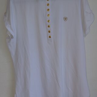 Ariat hvid polo med guld knapper