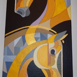 25x60cm Gule heste Streg Man