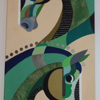 25x60cm Grønne Heste Lys Baggrund